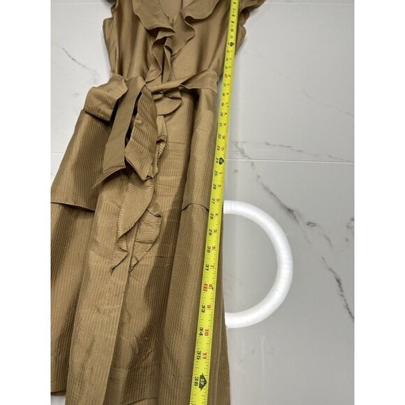 Banana Republic 100% Silk Dress Knee Length Button-Up Tan Sz 0 Neutral C… - Picture 10 of 11